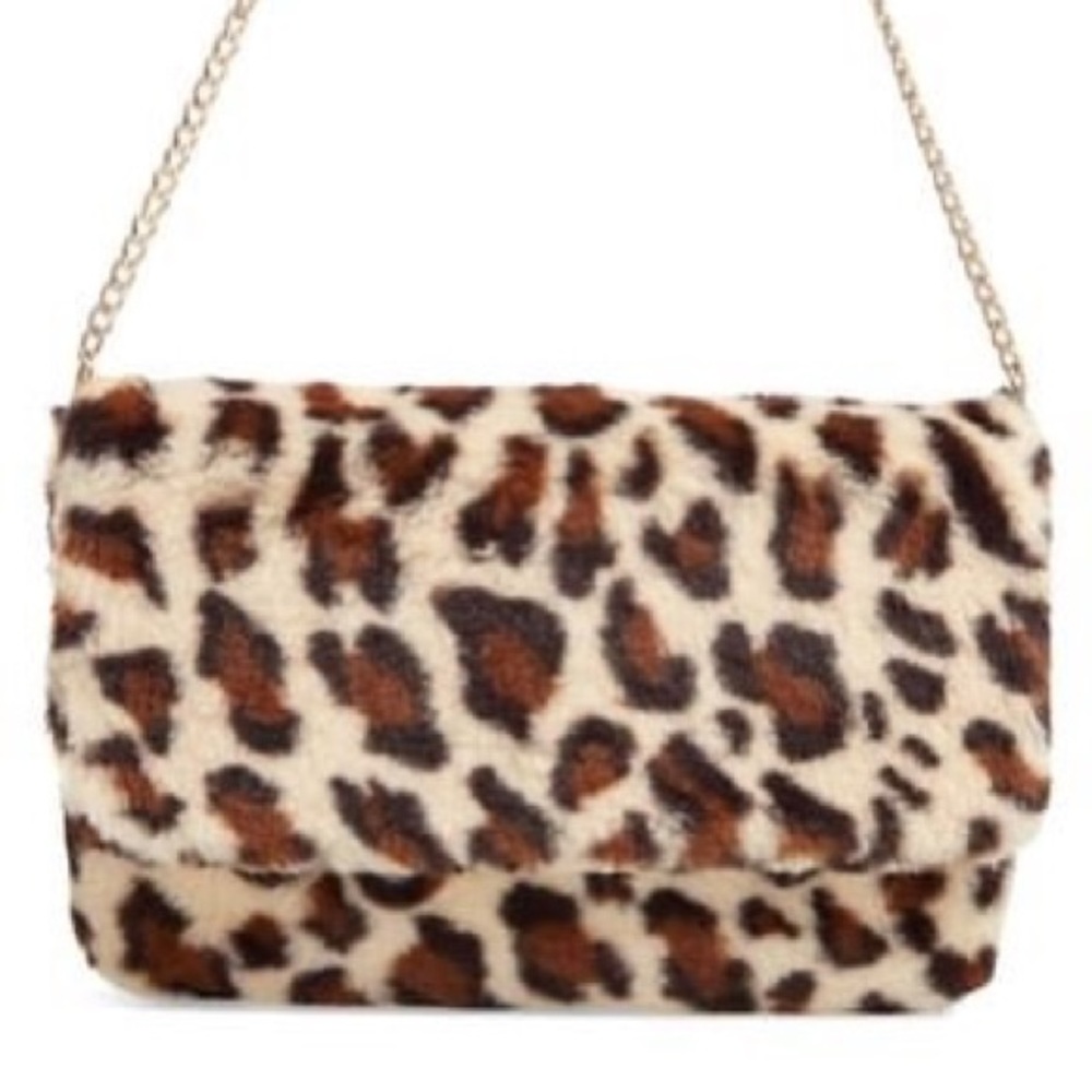 RACHEL PARCELL Faux Fur Purse leopard print NWT